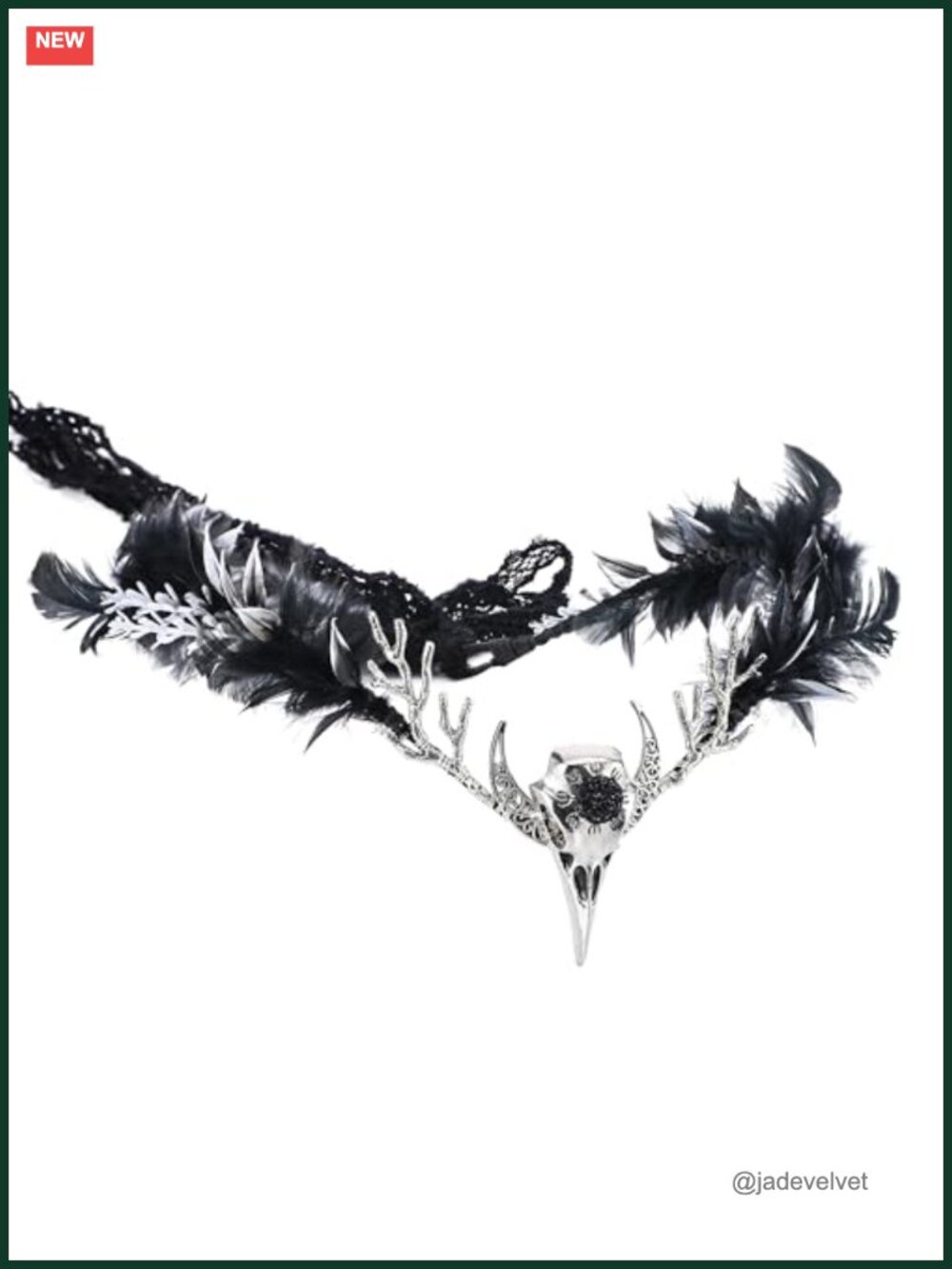 Gothic Raven Feather Crown Handmade Circlet Skull Tiara for Cosplay Wedding